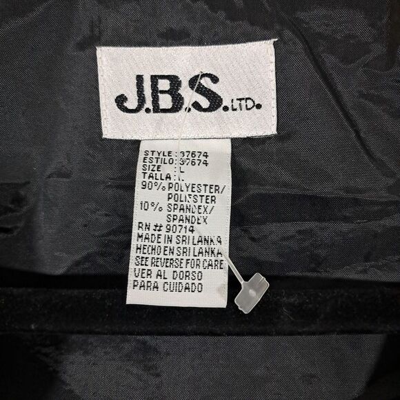 Vintage J.B.S. LTD Black Velvet Silver Sparkle Swing Jacket Size Large Buttoned - Picture 7 of 10